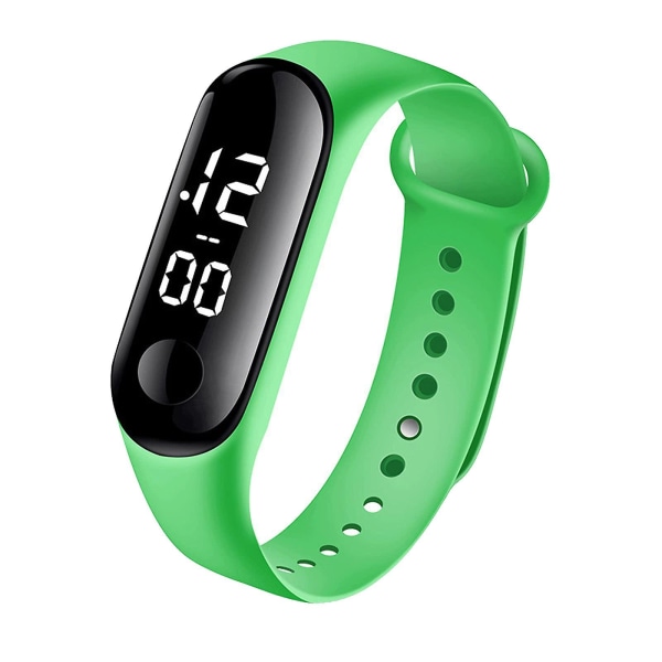 1 st Mode Digital Led Watch Unisex Silikonband Armbandsur Män Kvinnor Mode Enkelt（Grönt）