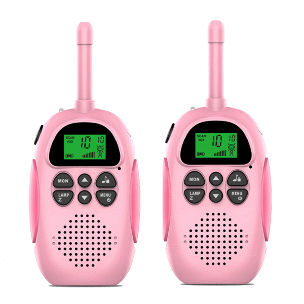 (2 rosa) oppladbare walkie-talkies barneradioleker