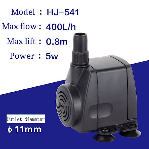 5w 400l/h Nedsänkbar pump Liten fisk tank Glas tank Akvarium damm pump Filter pump