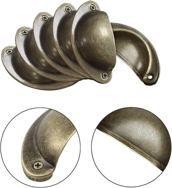 12 stk. Vintage Shell Messing Håndtag, Retro Shell Håndtag til Cabi