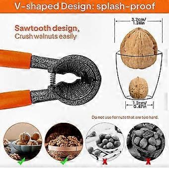 Nøddeknækker til knækning af valnødder og pekannødder med ergonomisk greb, ideel til nødder og hasselnødder
