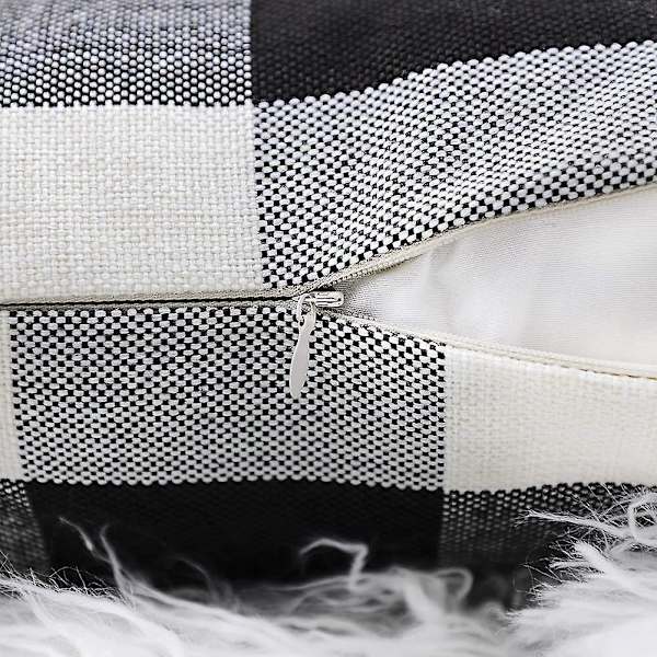 2 stk Farmhouse Buffalo Check Plaid Putetrekk Pudetrekk Bomull Lin for Høst Hjemmedekor, 18 X 18 Tommer