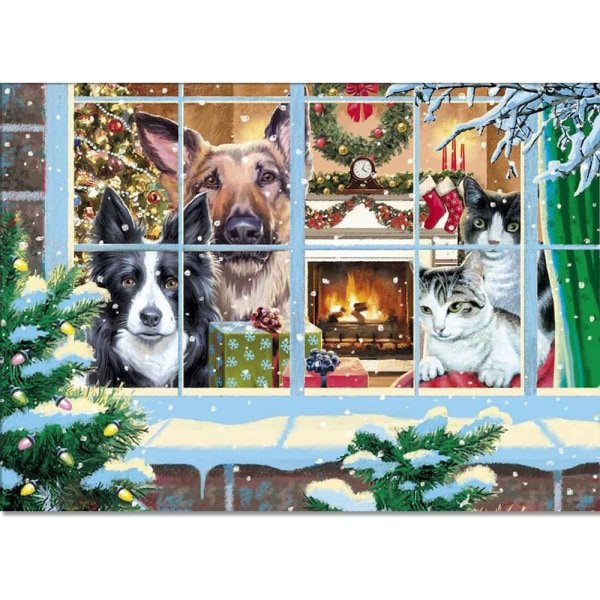 Christmas Pet Diamond Painting Kit, Santa's Sleigh Adorable Anima