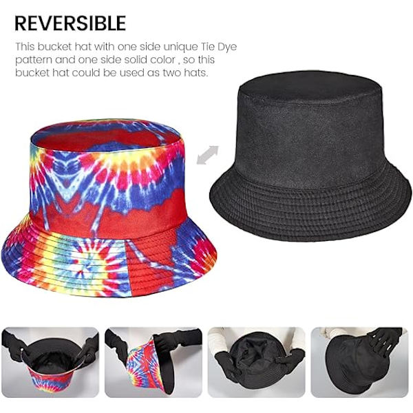 Tie Dye Bucket Hat til kvinder - Vendbar strand solhat til udendørs