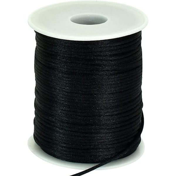 80m/spole 2mm sort sateng sort nylon snor for armbåndlaging, J