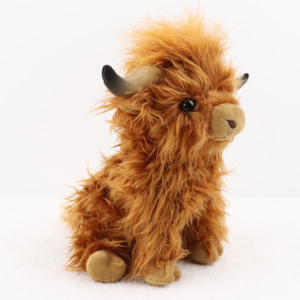 Uusi pitkäkarvainen nautakarja Highland Cow Simulation Scottish Highland Cattle Täytetty eläinhahmo 27cm
