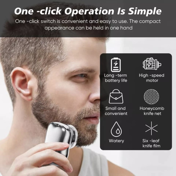 (Sort) Mini Shaver Bærbar Elektrisk Shaver