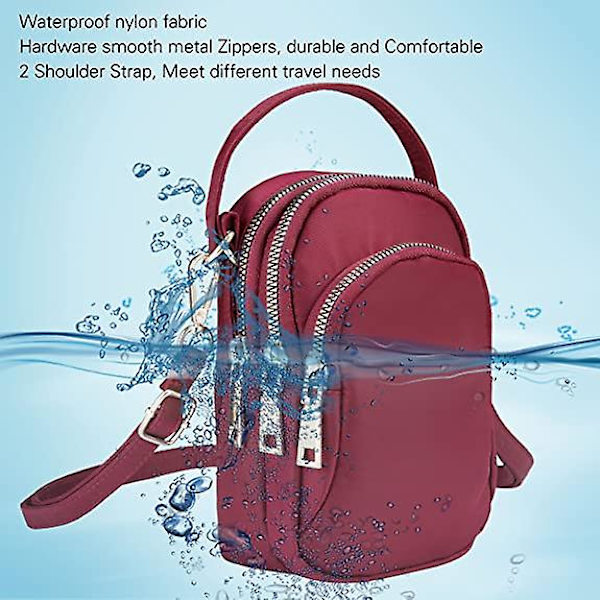 Naisten crossbody-laukut vedenpitävä nailon pieni matkapuhelinlaukku älypuhelimen lompakko kätevällä kantokahvalla (VIHREÄ)