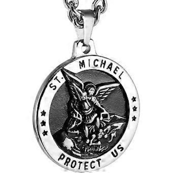 St Mikael Ärkeängel Katolsk Medalj Rostfritt Stål Amulett Hängsmycke Halsband 22+2  ，Smyckesgåvor till Mamma Fru Flickvän