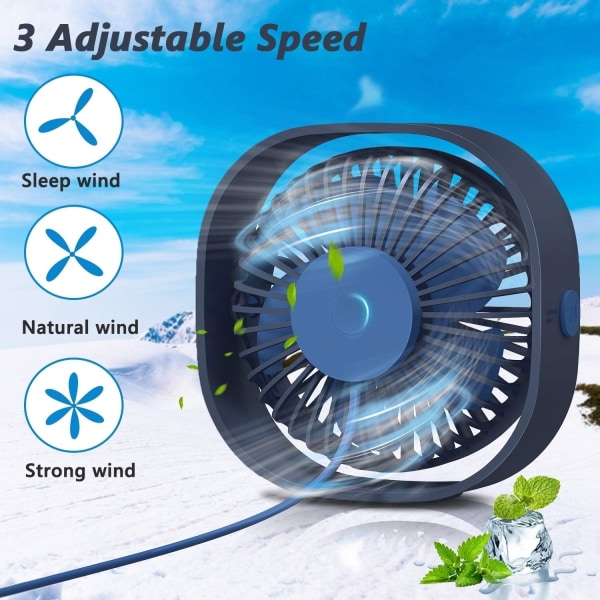 USB Fan, Mini Fan, Quiet Fan, Portable Silent USB Fan 3 USB Adjus