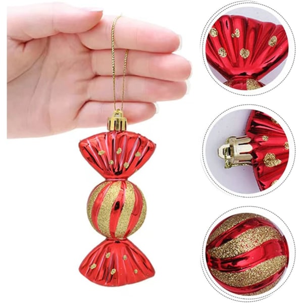 6 stk. Julepynt Candy-anheng - Candy Julepynt