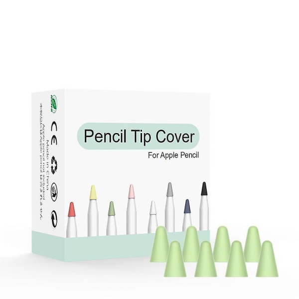 Blyantspidsdæksel, 8 stk erstatningsspidser, der er kompatible med Apple Pencil 1. 2. generations silikonebeskytterspidser（grønne）