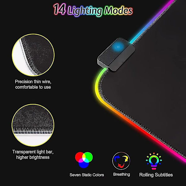 Gaming Mousepad Rgb Mousepad 800x300mm Stor Gaming Mousepad Med 14 Belysning