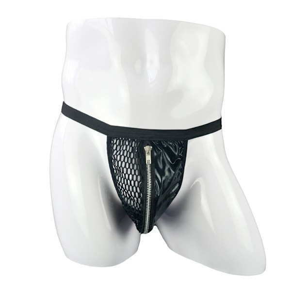 Män Manliga Sex Underkläder Trosor Låg Midja Imitation Läder G-