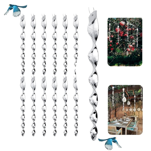 12 st reflekterande fågelavskräckningsstavar 11,6 i hängande spiralfågelavstötande medel Fågelskrämmare Stavar för skrämma duva