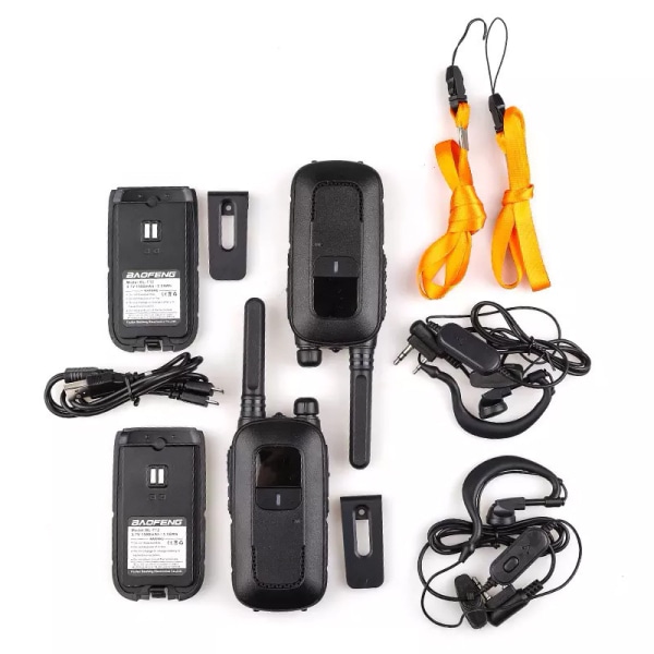 2-delad mini barn walkie talkie set, uppladdningsbar för fjärr