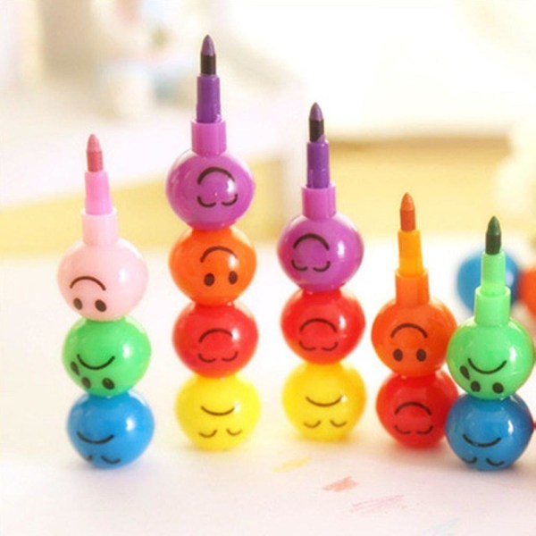 1 st 7 färgkritor Konsttillbehör för barn Pastellpenna set brevpapper Smiley Kawaii skolmaterial ritning