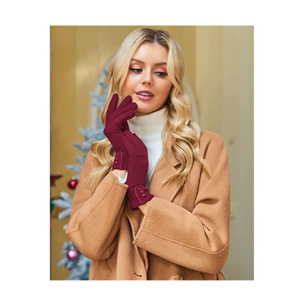 Dame Touchscreen Handsker Dame Blød Uldforet Tyk Varm Wi