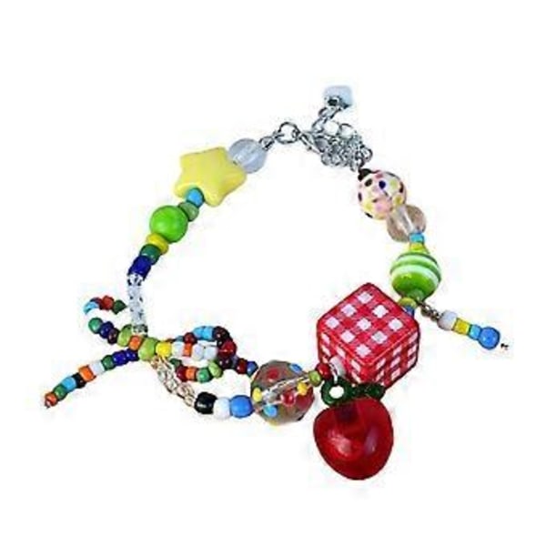 Retrohelmillinen kaulakoru/rannekoru naisille, jossa on värikkäitä omenoita ja tähti-amuletti, perhosrusetti-riipuskoru Bracelet