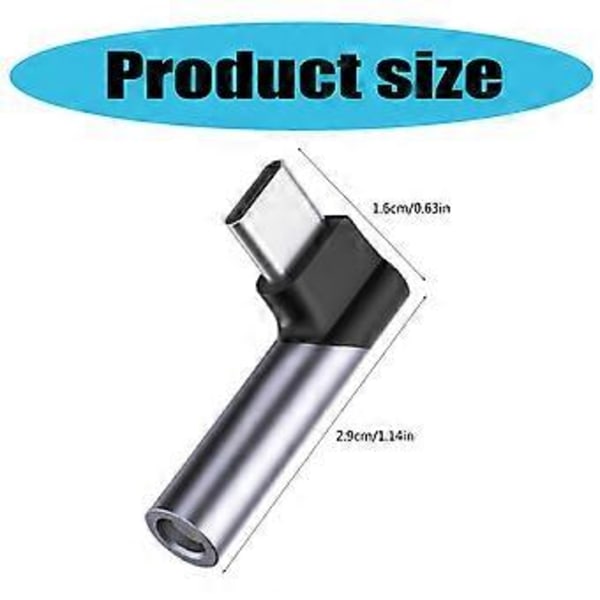 USB C til hovedtelefonstik adapter HiFi retvinklet dongle til holdbar brug kompatibel med Type C enheder