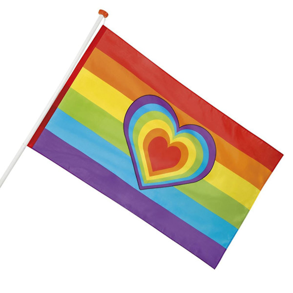 Regnbågsflagga med hjärta, flerfärgad