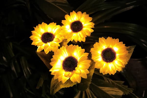2 stk. solsikke solcellelamper, holdbare, vanntette, oppladbare LED