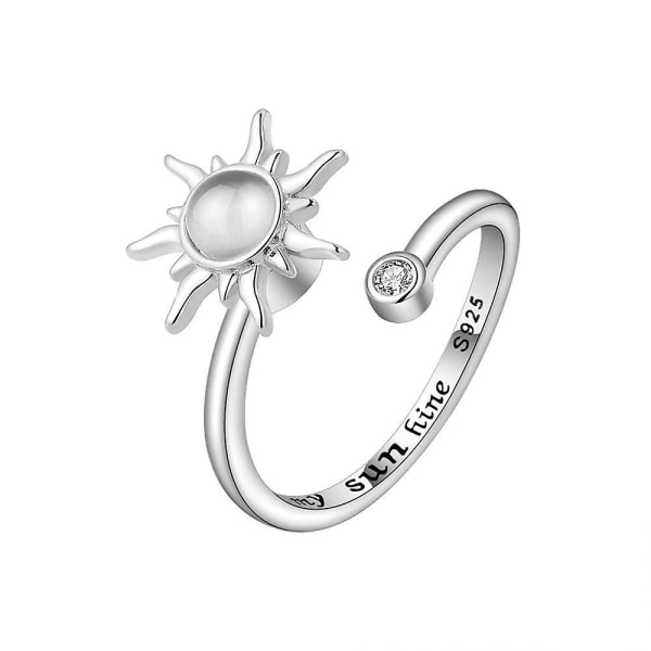 Fidget Ring För Kvinnor Flickor Öppna Justerbara Ångest Ringar Sunflower Daisy Moonstone Star Knuckle Rings Spinner Rings