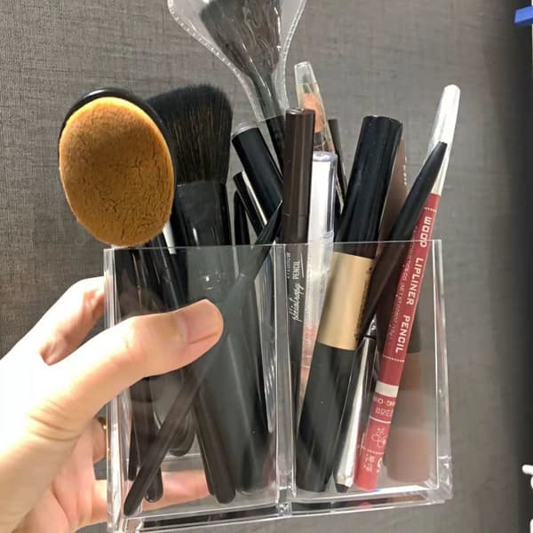 Transparent makeupbørsteholder i metal, makeup organizer, pen holder