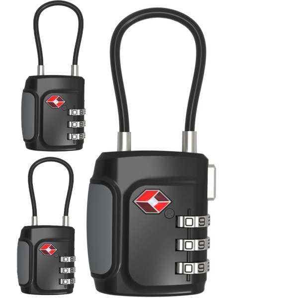 3 Digit Code Luggage Padlocks (Pack of 4) - TSA Approved With Ope