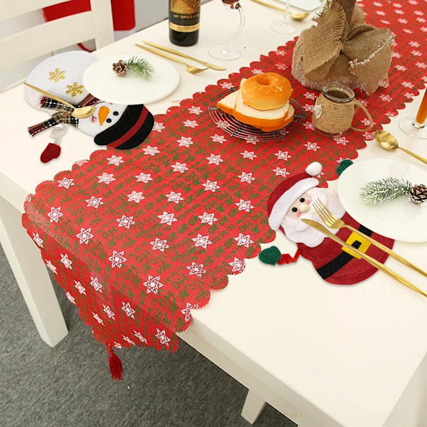 6 st/set Bestickshållare Jul, Jultomten Snögubbe