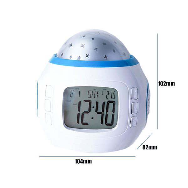 Projektor Vekkereklokke Lampe Lcd Klokke Barnerom Nattlys