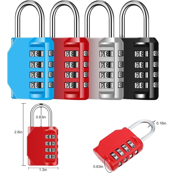 4 Digit Combination Locks Locker Padlock Waterproof Resettable Ke