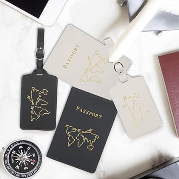 4 kpl Couvertures de Passeport 2 kpl etiquettes de Bagage 2