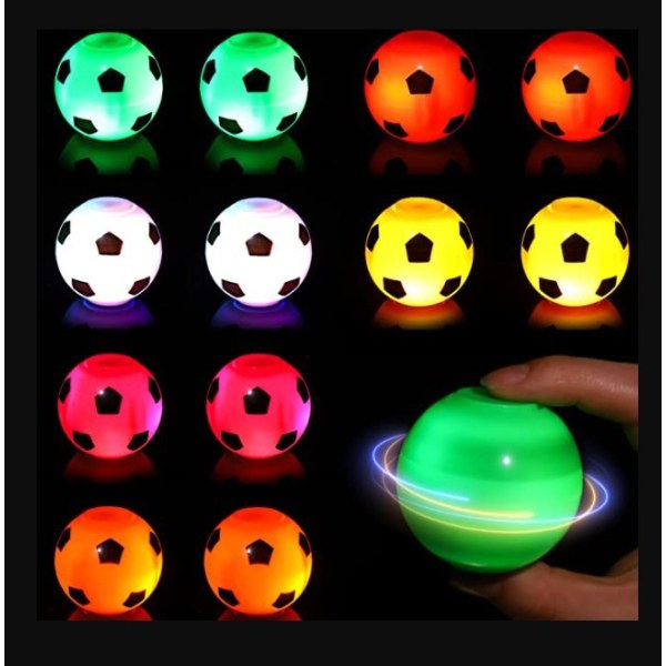 12-pakning festfavoritter Fotball Stress Ball Barneleker Fotball Fingertips LED Fotball Bursdagsgaver Skattekiste Klasseromspremier 3.5CM Tilfeldig farge