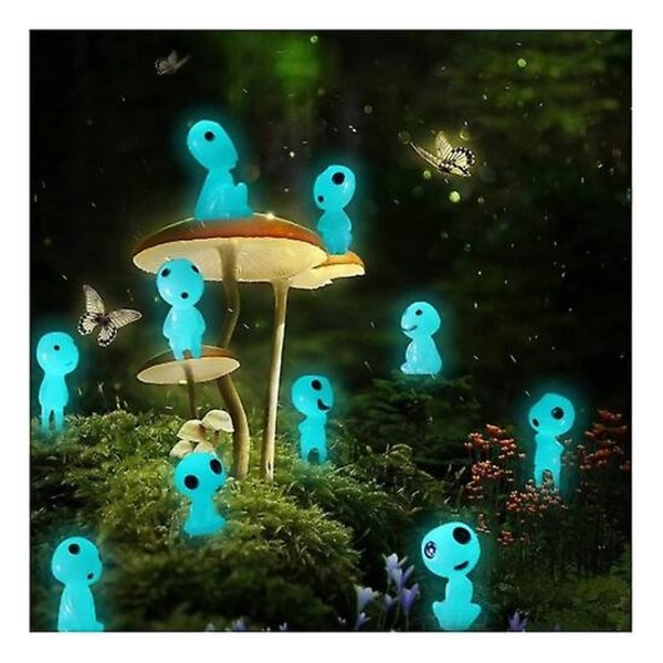 Glow In Dark Ghost Princess Luminous Tree Elf Micro Landscape Garden Decoration Ornament（Blå och Grön 20st）