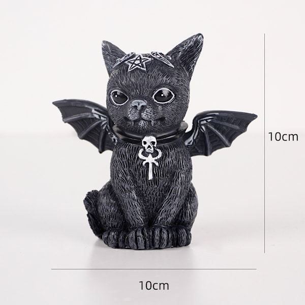 Resin Trollkarlsfigurer - Svarta Magiska Kattprydnader, Bordsdekoration, Originella Gåvor, Söta Miniatyrer, Modern Rumdekor, Kattvingar