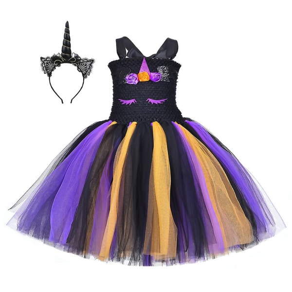 Star Unicorn Nightmare Princess Dress Girls Tutu-klänning med pannband（XL(7-8Y)）