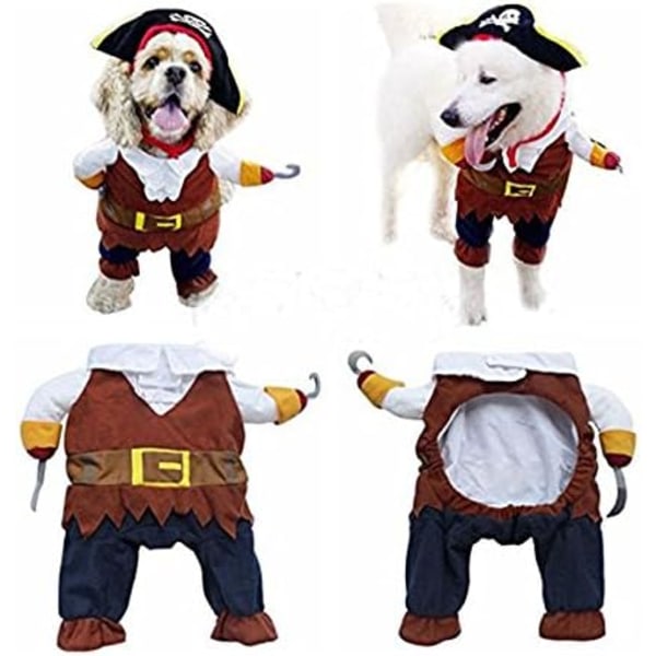 Størrelse (XL) Pirat kæledyr julekostume, sjovt og sejt med hat, Sui