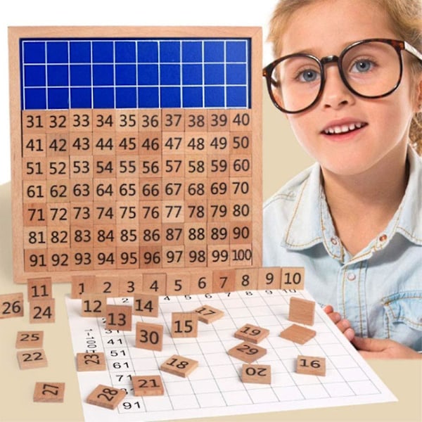 Puslespill digitalt brett, 1-100 digitalt kontinuerlig brett, matematisk puslespill treleke for tidlig motorisk ferdighetsutvikling utdanning