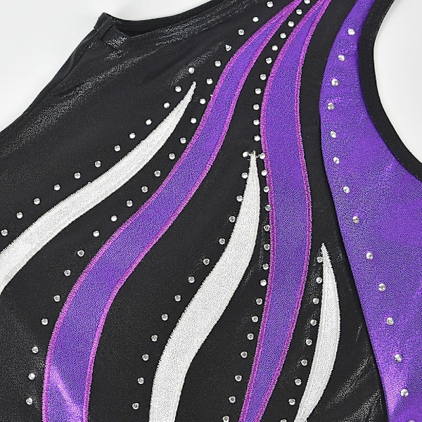 Piger Gymnastik Leotard Ballet Leotards Ærmeløs Dansetøj（9-10Y Lilla）