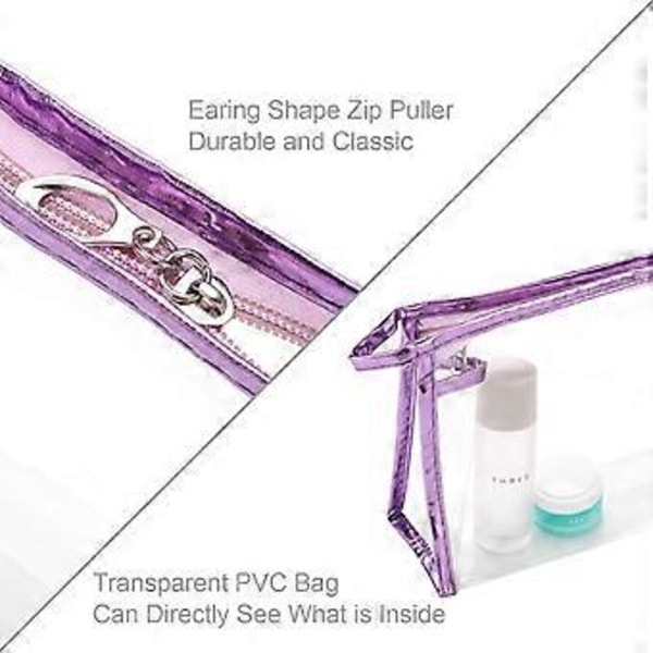 5 st Transparent Vattentät Kosmetikaväska med Dragkedja Bärbar PVC Klar Sminkväska för Semesterresor Mode Transparenta Väskor()