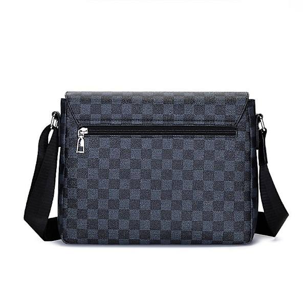 Herr Casual Rutig Axelväska, Läder Sport Messenger Bag