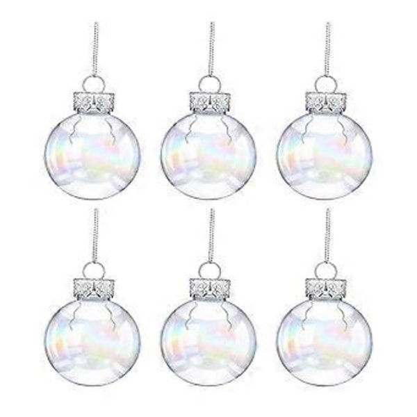 Klare Iridescent Julekugler, Fyldbare Kugleornamenter, Iridescent Kugle Xmas DIY Runde Klare Kugler til Bryllupsfest Udendørs Juletræ 6PCS