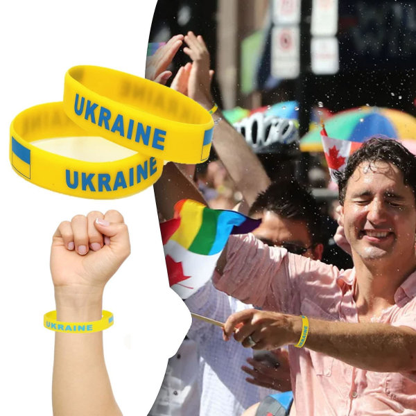 Ukraina gummiarmband, 4st Ukrainska lands nationella flaggor Silikonarmband, minnesarmband
