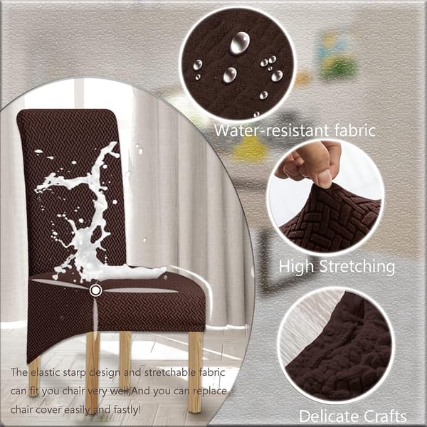 Stor, vanntett, elastisk Jacquard-spisestoltrekk (svart kaffe)
