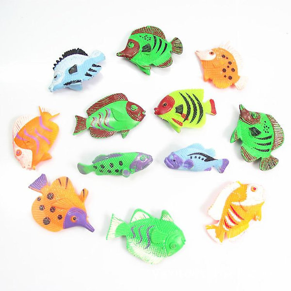 12 stk. Tropiske fisk legetøjssæt, Pastic Cute Sea Life Creatures Learning Educational Toy