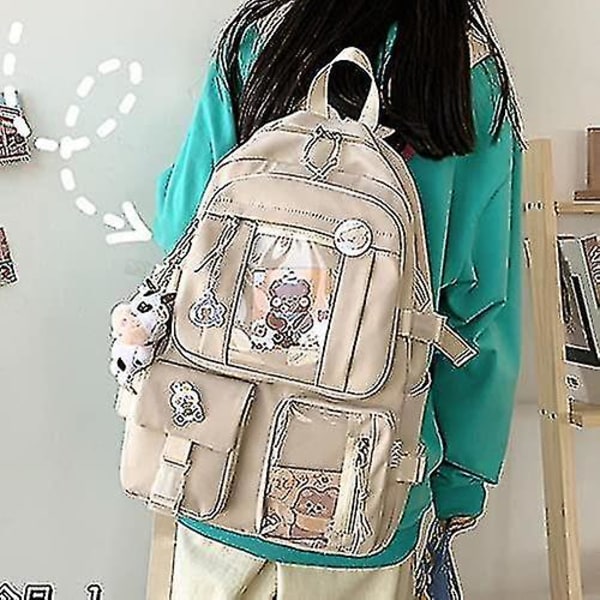 Kawaii-reppu pinsseillä Kawaii-koulu reppu Söpö esteettinen reppu Söpö Kawaii-reppu kouluun