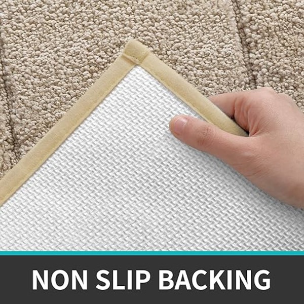 50 x 80 cm  Beige  Sklisikker Badematte  Myk Mikrofiber Baderomsmatte  Vann Absorberende  Maskinvaskbar  Ekstra Tykk Dusjmatte for Bad