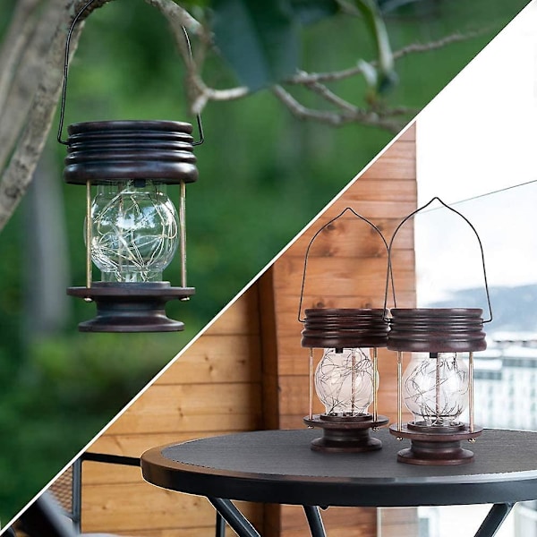 Utomhus hängande solcellslyktor vattentäta med retrodesign solcells-LED 2 st