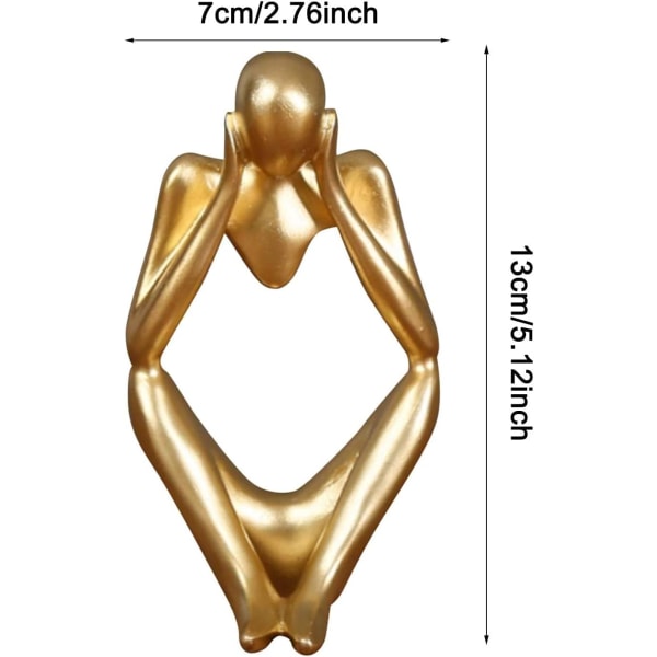 Tenkeren statuen, harpiks tenker abstrakt skulptur statue moderne karakter figurer hjem dekor kontor skrivebord ornament, gull 2